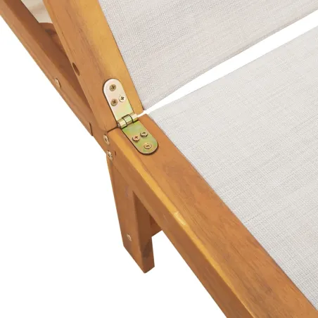 Chaises longues lot de 2 table gris bois d'acacia et textilène