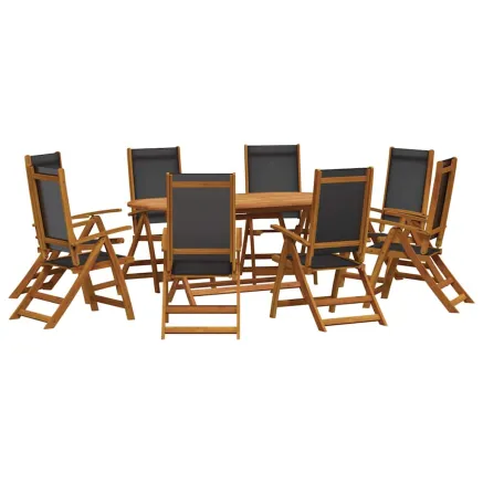 Ensemble à manger de jardin 9pcs bois d'acacia solide textilène 2