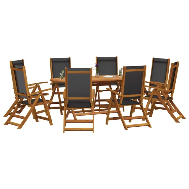 Ensemble à manger de jardin 9pcs bois d'acacia solide textilène