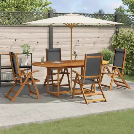 Ensemble à manger de jardin 5pcs bois d'acacia solide textilène