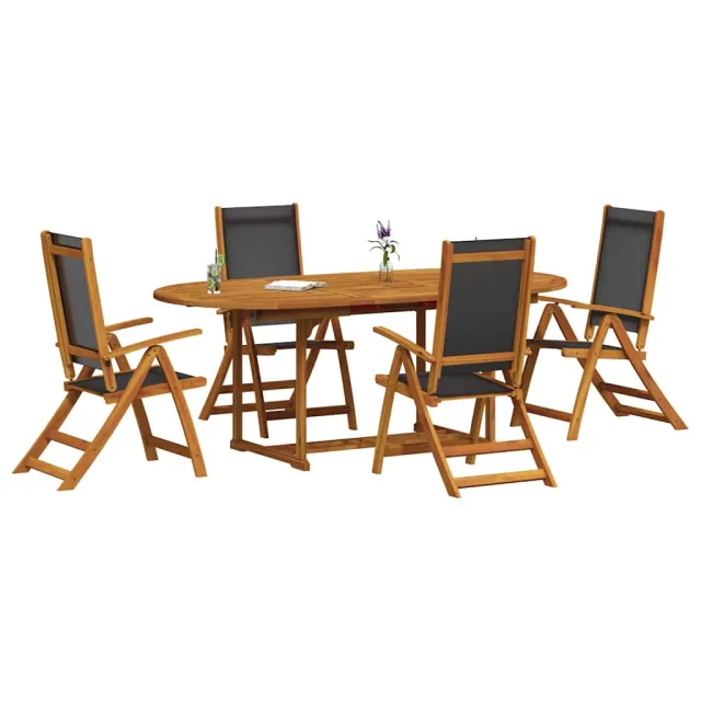 Ensemble à manger de jardin 5pcs bois d'acacia solide textilène