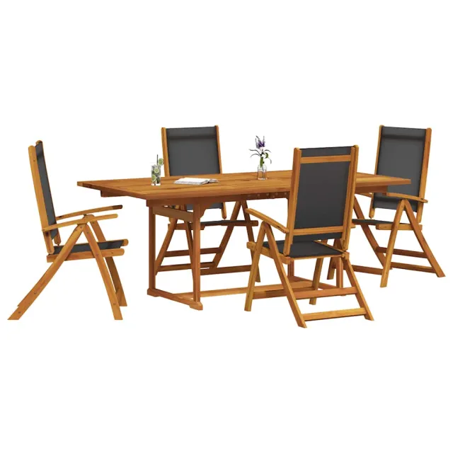 Ensemble à manger de jardin 5pcs bois d'acacia solide textilène