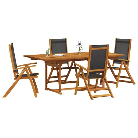 Ensemble à manger de jardin 5pcs bois d'acacia solide textilène
