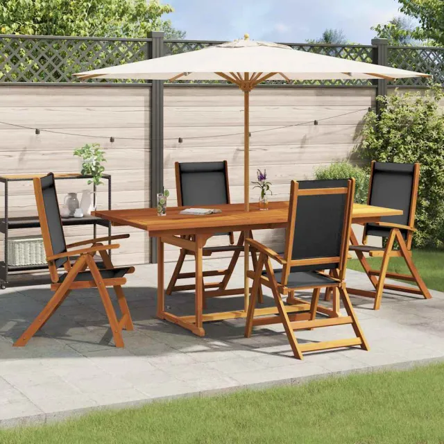 Ensemble à manger de jardin 5pcs bois d'acacia solide textilène
