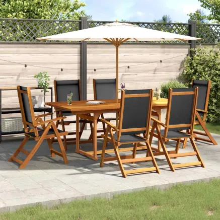 Ensemble à Manger de jardin 7pcs bois d'acacia solide textilène