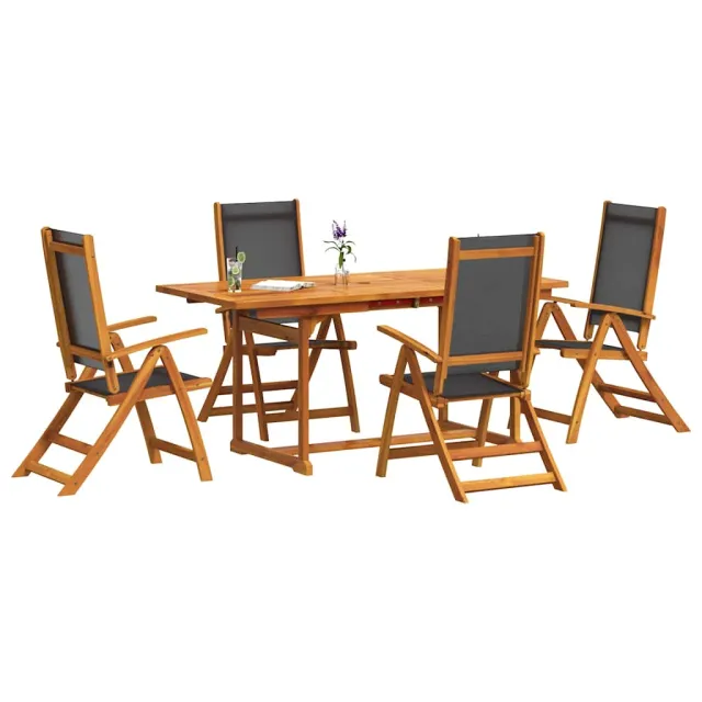 Ensemble à manger de jardin 5pcs bois d'acacia solide textilène
