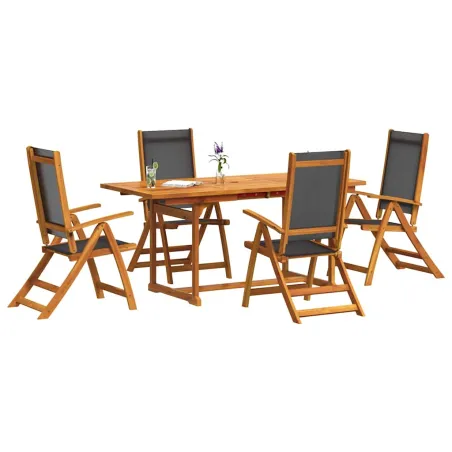 Ensemble à manger de jardin 5pcs bois d'acacia solide textilène