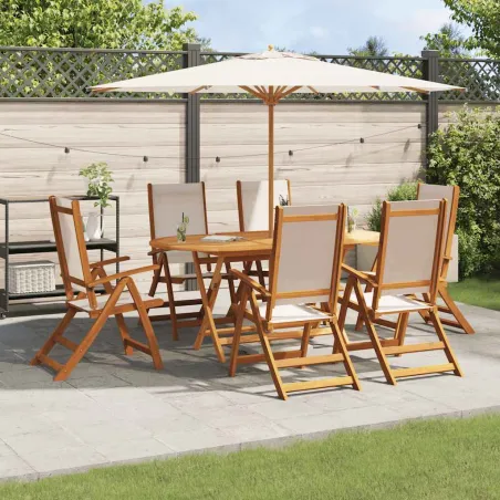 Ensemble à Manger de jardin 7pcs bois d'acacia solide textilène