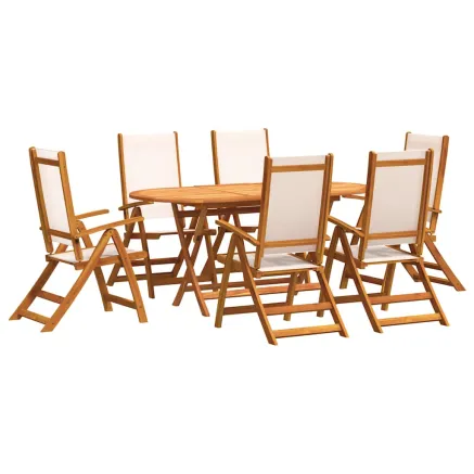 Ensemble à Manger de jardin 7pcs bois d'acacia solide textilène 2