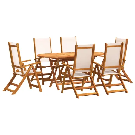 Ensemble à Manger de jardin 7pcs bois d'acacia solide textilène