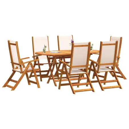 Ensemble à Manger de jardin 7pcs bois d'acacia solide textilène