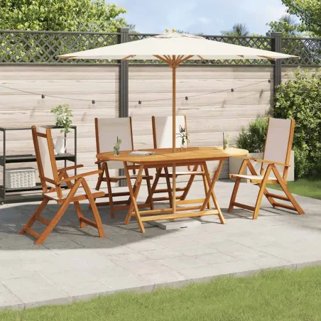 Ensemble à manger de jardin 5pcs bois d'acacia solide textilène