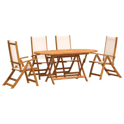 Ensemble à manger de jardin 5pcs bois d'acacia solide textilène 2