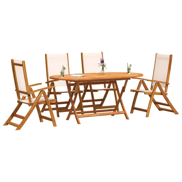 Ensemble à manger de jardin 5pcs bois d'acacia solide textilène
