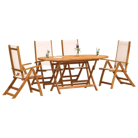 Ensemble à manger de jardin 5pcs bois d'acacia solide textilène