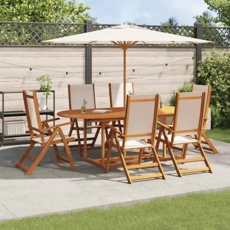 Ensemble à Manger de jardin 7pcs bois d'acacia solide textilène