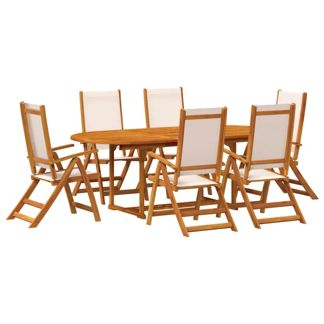 Ensemble à Manger de jardin 7pcs bois d'acacia solide textilène