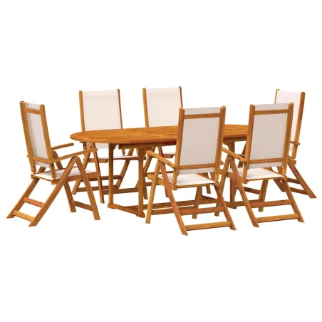 Ensemble à Manger de jardin 7pcs bois d'acacia solide textilène
