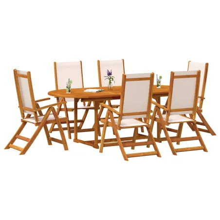 Ensemble à Manger de jardin 7pcs bois d'acacia solide textilène