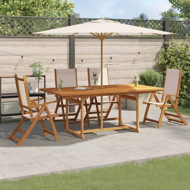 Ensemble à manger de jardin 5pcs bois d'acacia solide textilène