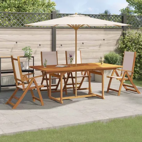 Ensemble à manger de jardin 5pcs bois d'acacia solide textilène