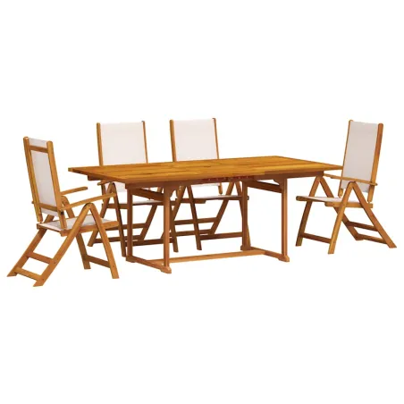 Ensemble à manger de jardin 5pcs bois d'acacia solide textilène
