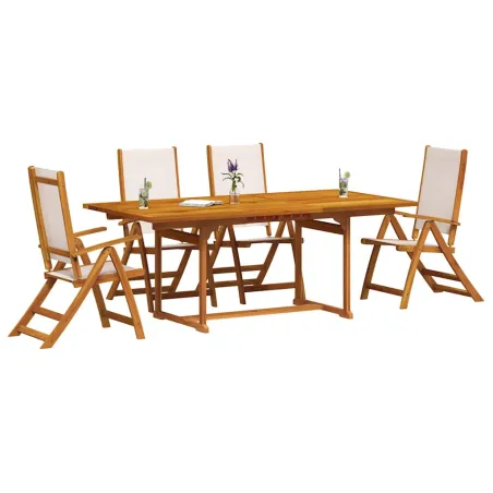 Ensemble à manger de jardin 5pcs bois d'acacia solide textilène