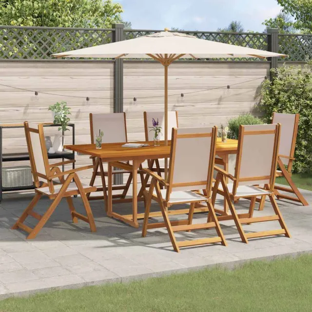 Ensemble à Manger de jardin 7pcs bois d'acacia solide textilène