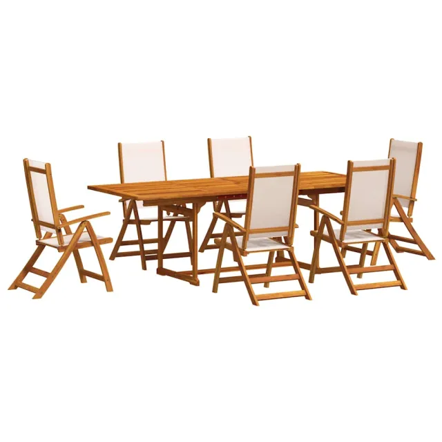 Ensemble à Manger de jardin 7pcs bois d'acacia solide textilène