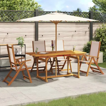 Ensemble à manger de jardin 5pcs bois d'acacia solide textilène