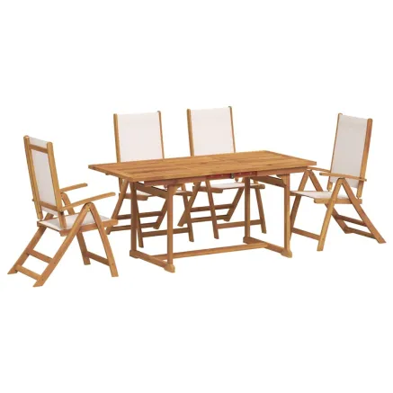 Ensemble à manger de jardin 5pcs bois d'acacia solide textilène 2