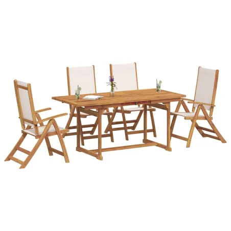 Ensemble à manger de jardin 5pcs bois d'acacia solide textilène