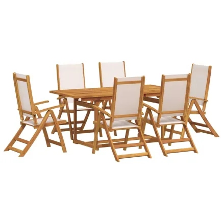 Ensemble à Manger de jardin 7pcs bois d'acacia solide textilène 2