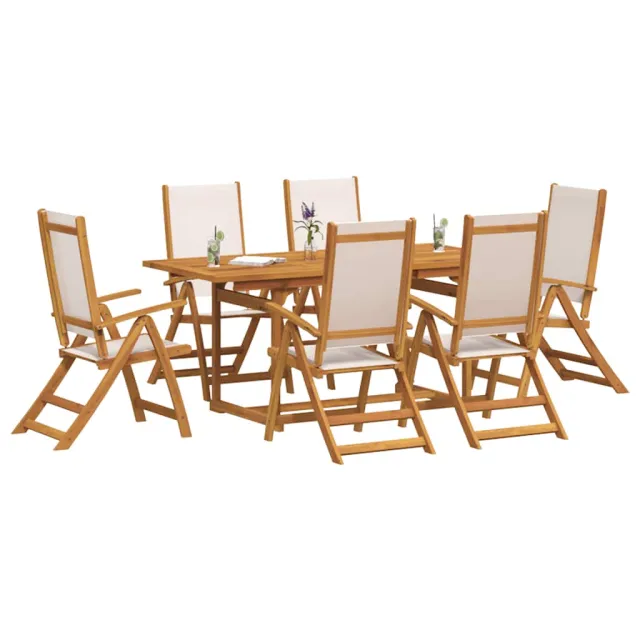 Ensemble à Manger de jardin 7pcs bois d'acacia solide textilène