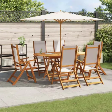 Ensemble à Manger de jardin 7pcs bois d'acacia solide textilène