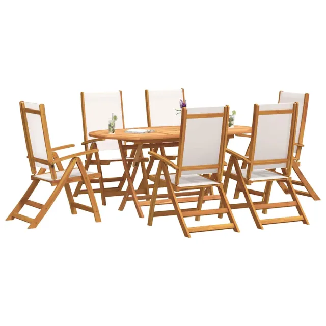 Ensemble à Manger de jardin 7pcs bois d'acacia solide textilène