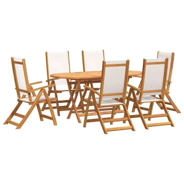 Ensemble à Manger de jardin 7pcs bois d'acacia solide textilène
