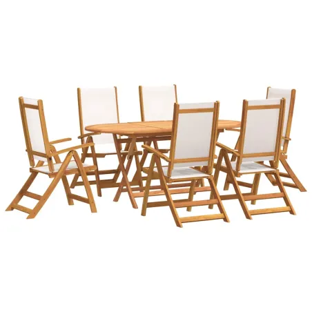Ensemble à Manger de jardin 7pcs bois d'acacia solide textilène
