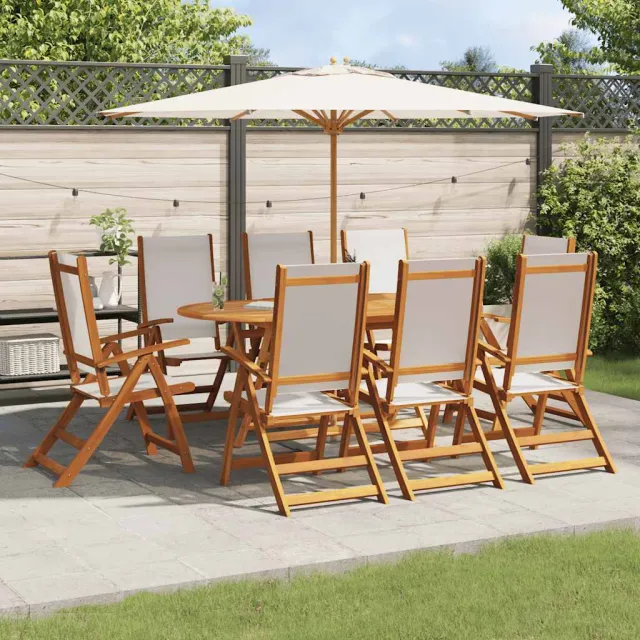 Ensemble à manger de jardin 9pcs bois d'acacia solide textilène