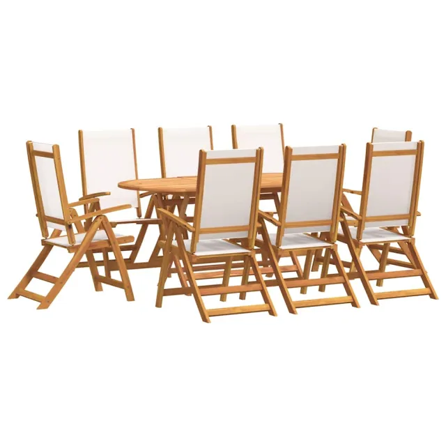 Ensemble à manger de jardin 9pcs bois d'acacia solide textilène