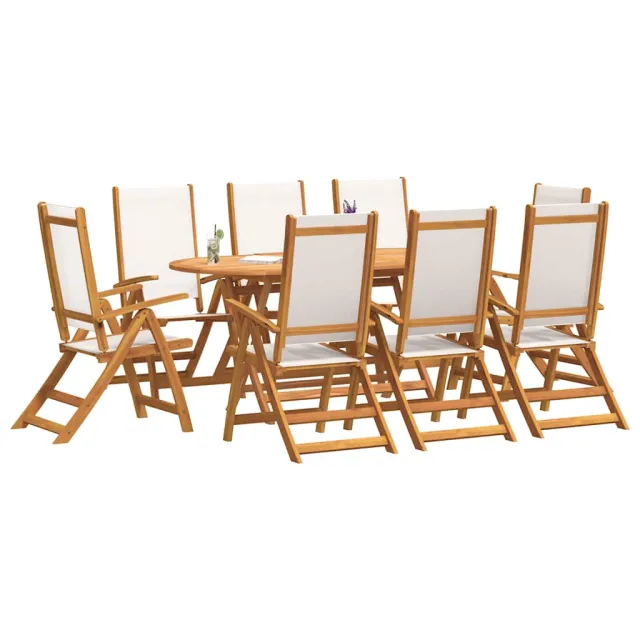 Ensemble à manger de jardin 9pcs bois d'acacia solide textilène