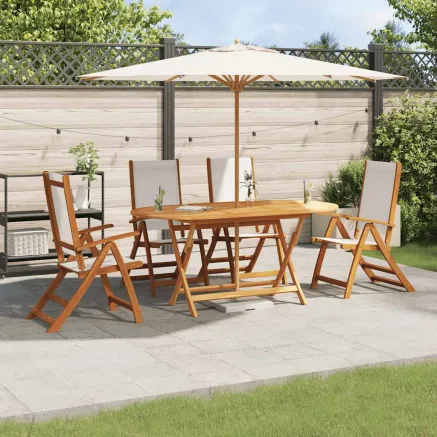 Ensemble à manger de jardin 5pcs bois d'acacia solide textilène