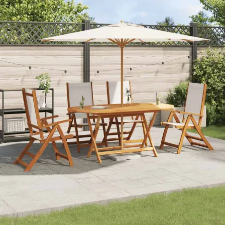 Ensemble à manger de jardin 5pcs bois d'acacia solide textilène