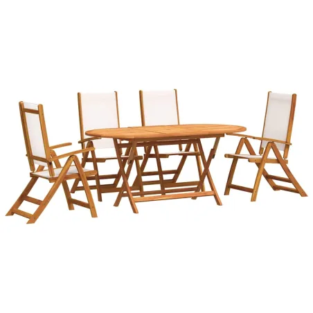 Ensemble à manger de jardin 5pcs bois d'acacia solide textilène