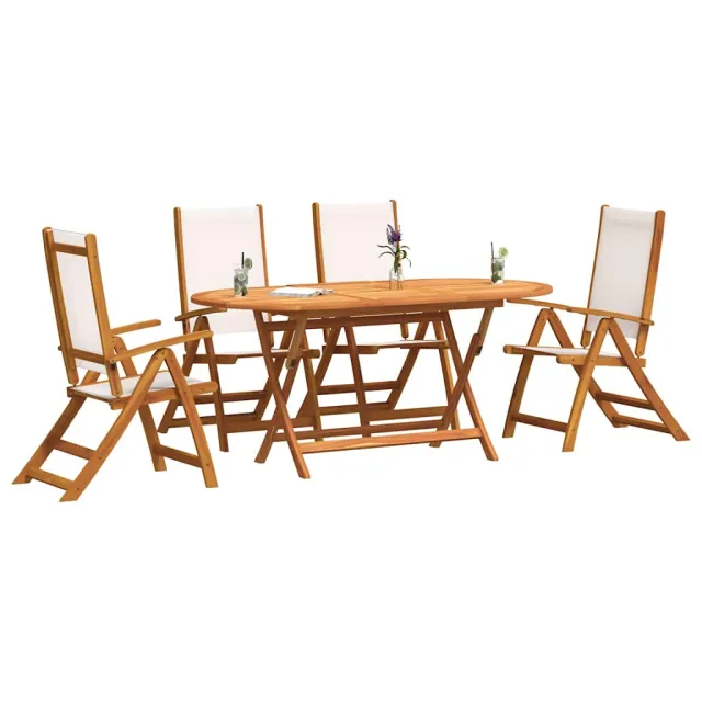 Ensemble à manger de jardin 5pcs bois d'acacia solide textilène
