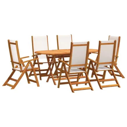 Ensemble à Manger de jardin 7pcs bois d'acacia solide textilène 2