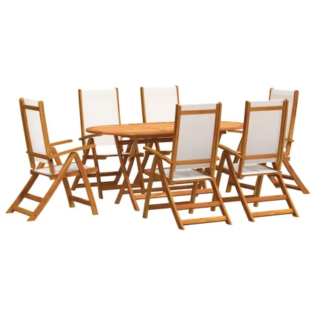 Ensemble à Manger de jardin 7pcs bois d'acacia solide textilène