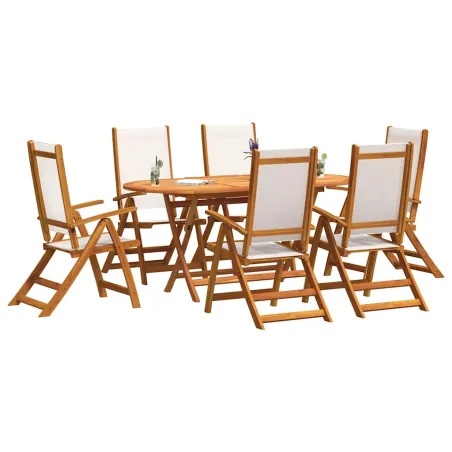 Ensemble à Manger de jardin 7pcs bois d'acacia solide textilène