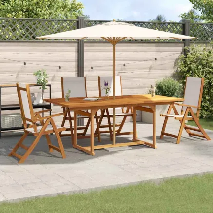 Ensemble à manger de jardin 5pcs bois d'acacia solide textilène