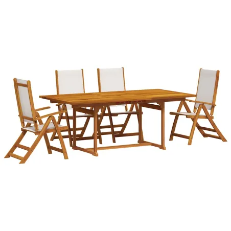 Ensemble à manger de jardin 5pcs bois d'acacia solide textilène